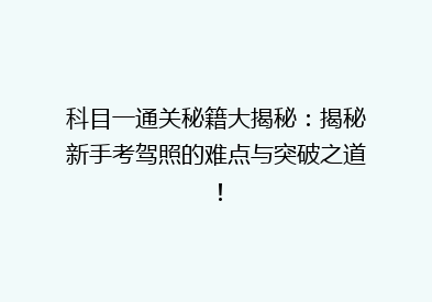 科目一通关秘籍大揭秘：揭秘新手考驾照的难点与突破之道！