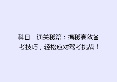 科目一通关秘籍：揭秘高效备考技巧，轻松应对驾考挑战！