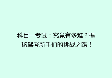 科目一考试：究竟有多难？揭秘驾考新手们的挑战之路！