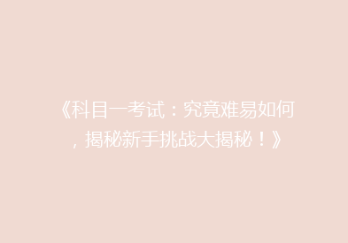《科目一考试：究竟难易如何，揭秘新手挑战大揭秘！》