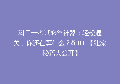 科目一考试必备神器：轻松通关，你还在等什么？🎯【独家秘籍大公开】