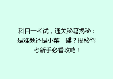 科目一考试，通关秘籍揭秘：是难题还是小菜一碟？揭秘驾考新手必看攻略！