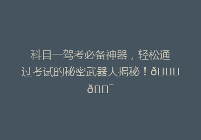 科目一驾考必备神器，轻松通过考试的秘密武器大揭秘！🚗🎯