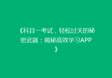 《科目一考试，轻松过关的秘密武器：揭秘高效学习APP》