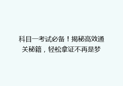 科目一考试必备！揭秘高效通关秘籍，轻松拿证不再是梦