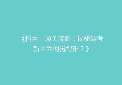 《科目一通关攻略：揭秘驾考新手为何觉得难？》