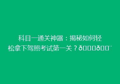 科目一通关神器：揭秘如何轻松拿下驾照考试第一关？🚗💨