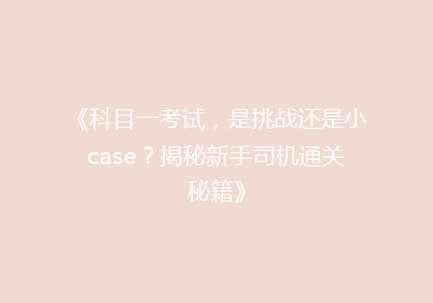 《科目一考试，是挑战还是小case？揭秘新手司机通关秘籍》