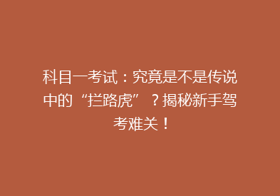 科目一考试：究竟是不是传说中的“拦路虎”？揭秘新手驾考难关！