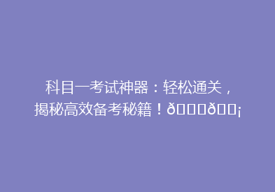 科目一考试神器：轻松通关，揭秘高效备考秘籍！🔍💡