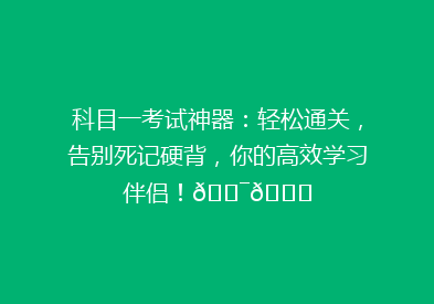科目一考试神器：轻松通关，告别死记硬背，你的高效学习伴侣！🎯📚
