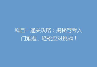 科目一通关攻略：揭秘驾考入门难题，轻松应对挑战！