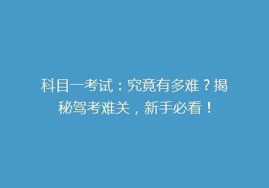 科目一考试：究竟有多难？揭秘驾考难关，新手必看！