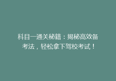 科目一通关秘籍：揭秘高效备考法，轻松拿下驾校考试！
