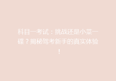科目一考试：挑战还是小菜一碟？揭秘驾考新手的真实体验！