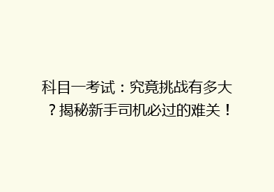 科目一考试：究竟挑战有多大？揭秘新手司机必过的难关！