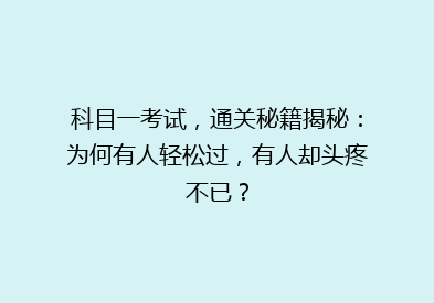 科目一考试，通关秘籍揭秘：为何有人轻松过，有人却头疼不已？