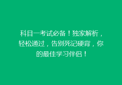 科目一考试必备！独家解析，轻松通过，告别死记硬背，你的最佳学习伴侣！