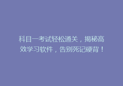 科目一考试轻松通关，揭秘高效学习软件，告别死记硬背！