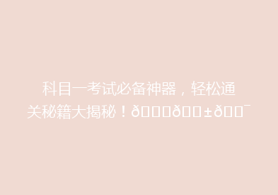 科目一考试必备神器，轻松通关秘籍大揭秘！🔍📱🎯