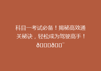 科目一考试必备！揭秘高效通关秘诀，轻松成为驾驶高手！🚗🎯