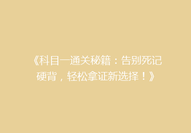 《科目一通关秘籍：告别死记硬背，轻松拿证新选择！》