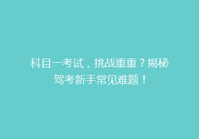 科目一考试，挑战重重？揭秘驾考新手常见难题！