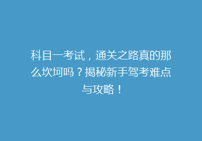 科目一考试，通关之路真的那么坎坷吗？揭秘新手驾考难点与攻略！