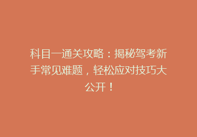 科目一通关攻略：揭秘驾考新手常见难题，轻松应对技巧大公开！