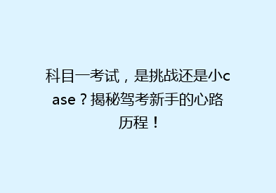 科目一考试，是挑战还是小case？揭秘驾考新手的心路历程！