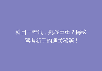 科目一考试，挑战重重？揭秘驾考新手的通关秘籍！