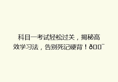 科目一考试轻松过关，揭秘高效学习法，告别死记硬背！🎯