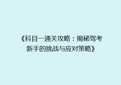 《科目一通关攻略：揭秘驾考新手的挑战与应对策略》