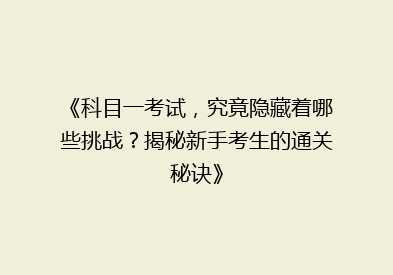 《科目一考试，究竟隐藏着哪些挑战？揭秘新手考生的通关秘诀》