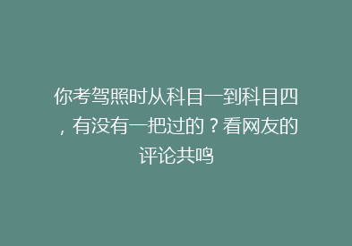 你考驾照时从科目一到科目四，有没有一把过的？看网友的评论共鸣