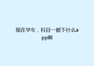 现在学车，科目一都下什么app啊